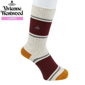ヴィヴィアンウエストウッド 靴下 Vivienne Westwood 10%OFF レディース ブランド おしゃれ 日本製 ワッフルボーダー クルーソックス ワイン×ベージュ 23/11/4 221123【送料無料】