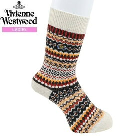 ヴィヴィアンウエストウッド 靴下 Vivienne Westwood レディース ブランド おしゃれ 日本製 カラーORB刺繍 ニット柄 クルーソックス アイボリー 23/11/4 221123【送料無料】