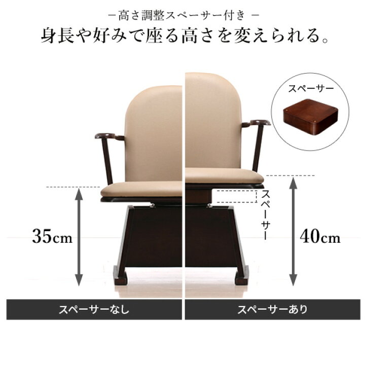 楽天市場】椅子 回転 木製 高さ調節機能付き 肘付きハイバック回転椅子 