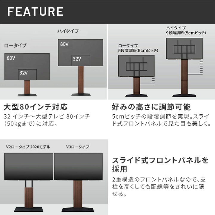 楽天市場】テレビ台 WALL 壁寄せ テレビスタンド 32型〜80型対応 V3 