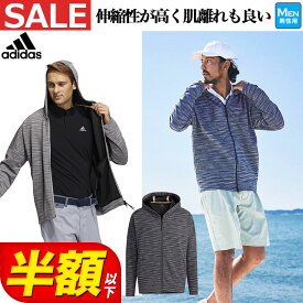 【FG】【50％OFF・半額以下・SALE・セール】春 夏 モデル アディダス ゴルフウェア 23112 GO-TO メランジ 長袖 フルジップ フーディー [ストレッチ 吸汗速乾 UPF50+] （メンズ）