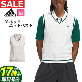 【FG】2024年 春 夏 モデル adidas アディダス ゴルフウェア IYW60 GO-TO ウィンドペン Vネック ベスト [ウィンドペン柄 ニット] （レディース）