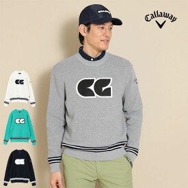 【FG】【30%OFF・セール・SALE】2024年 春 夏 Callaway GOLF キャロウェイ ゴルフウェア C24118101 綿タッチ ポリエステル クルーネック ニット セーター (メンズ)