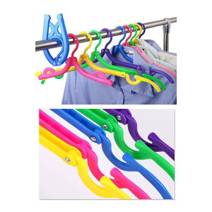 洗濯 室内物干し 便利グッズ 折り畳みハンガー5本セット(カラー:ブラック、イエロー(ペールオレンジ)、ピンク、ブルー、グリーン)