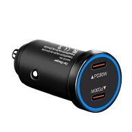 【超ハイパワー！】便利グッズ 車 USB-C TYPE-C タイプC 2連 電源 充電器 合計PD60W 超急速充電 PD30W 2…