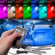 お買い得【新型点灯モード記録】カーイルミネーション 車内 LEDテープライト RGB 8色切替 車内装飾 シガ…