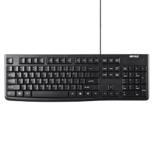 �o�b�t�@���[ BUFFALO USB�ڑ� �L���X�^���_�[�h�L�[�{�[�hUS English�z�� �u���b�N BSKBU108ENBKWindows/PS4�Ή�