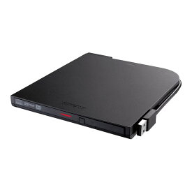 BUFFALO Surface対応 書き込みソフト添付 ケーブル収納 ウルトラスリムタイプ ポータブルDVD ブラック DVSM-PT58U2V-BKD