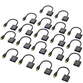 BENFEI 20個 HDMI-VGA(D-SUB)アダプター (オスからメス、逆方向に非対応) 1080pフルHD HDMI to VGAアダプタ コンピューター、デスクトップ、ノートパソコン、PC、モニター、プロジェクター、HDTV、Chromebook、Raspberry Pi、Rokuなどに - ブラック