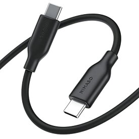 NIMASO USB C ケーブル シリコン素材PD対応 60W/3A急速充電高速データ転送 Type C to Type C ケーブル 断線防止 絡まない タイプc ケーブル MacBook/iPad Pro/Air/mini/Galaxy/Sony/PixelなどのType-c機種対応 (0.3m) ブラック NCA23C650