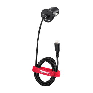 iBUFFALO �J�[�`���[�W���[ 2.4A Lightning�P�[�u��1m �}���[�d ���ϋv�t�@�u���b�N�P�[�u�� BSMPS2404LC1BK