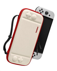 Nintendo Switch対応 tomtoc ハードケース スイッチ有機ELモデル用 耐衝撃 薄型 キャリングケース 落下試験済み ゲーム 10枚収納 ジョイコン 全面保護 紅白