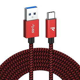 Rampow USB Type C ケーブル3m/赤急速充電 QuickCharge3.0対応 USB3.0規格 usb-c タイプc ケーブル Sony Xperia XZ/XZ2,GoPro Hero 5/6 アンドロイド多機種対応
