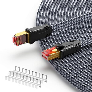 Snowkids LAN�P�[�u�� 8M CAT8 �J�e�S���[8 ������ RJ45 �R�l�N�^ �L��lan �t���b�g ���P�[�u�� 40Gbps/2000MHz CAT8���� �C�[�T�l�b�g�P�[�u�� �����P�[�u�� �V�[���h ���f�� ���[�^ PS3 PS4���ɑΉ�