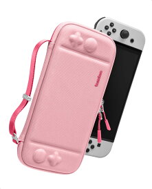 Nintendo Switch対応 tomtoc ハードケース スイッチ有機ELモデル用 耐衝撃 薄型 キャリングケース 落下試験済み ゲーム 10枚収納 ジョイコン 全面保護 桜桃