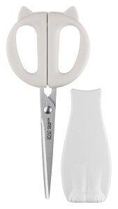 貝印(Kai Corporation) KAI ねこ の キッチン ハサミ Nyammy ウォーム グレー マグネット 収納 ケース 付 日本製 DH2739