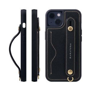 HANATORA iPhone15 �P�[�X �{�v �ϏՌ� �w�ʃx���g �J�[�h�|�P�b�g �X�}�z�P�[�X �X�}�z �X�^���h�@�\ �l�b�N �X�g���b�v �t�� �G���{�X���U�[ �M�t�g �}�O�l�b�g�Ȃ� �u���b�N NCGH-15-Black