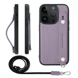 HANATORA iPhone14Pro �P�[�X �{�v �ϏՌ� �w�ʃx���g �X�g���b�v�����O �X�}�z�P�[�X �X�}�z �X�^���h�@�\ �l�b�N�X�g���b�v �t�� �J�[�h�|�P�b�g �V�������N���U�[ �M�t�g �p�[�v�� CGHGZ-14Pro-Purpl