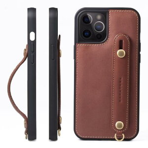 HANATORA iPhone15ProMax �P�[�X �{�v �ϏՌ� �w�ʃx���g �X�g���b�v�����O �X�}�z�P�[�X �X�}�z �X�^���h�@�\ �R�[�h�z���_�[ �K���X�t�B���� �t�� �I�C���h���U�[ �M�t�g �`���R GH-15ProMax-Choco-m
