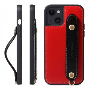 HANATORA iPhone15 �P�[�X �{�v �ϏՌ� �w�ʃx���g �X�g���b�v�����O �X�}�z�P�[�X �X�}�z �X�^���h�@�\ �R�[�h�z���_�[ �K���X�t�B���� �t�� �I�C���h���U�[ �M�t�g ���b�h+�u���b�N GH-15-Red-Black