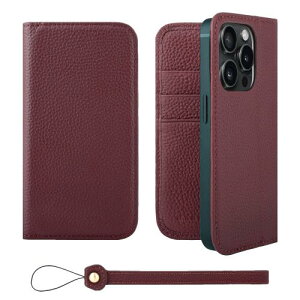 HANATORA iPhone15Pro �P�[�X �蒠�^ �{�v �X�}�z�P�[�X �X�}�z �X�^���h �X�g���b�v �t�� �V�������N�J�[�t���U�[ �M�t�g �x���g�Ȃ� �}�O�l�b�g�Ȃ� ���C�� H0XA-15Pro-Wine
