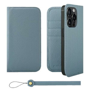 HANATORA iPhone15Pro �P�[�X �蒠�^ �{�v �X�}�z�P�[�X �X�}�z �X�^���h �X�g���b�v �t�� �V�������N�J�[�t���U�[ �M�t�g �x���g�Ȃ� �}�O�l�b�g�Ȃ� �u���[�O���[ H0XA-15Pro-BlueGray