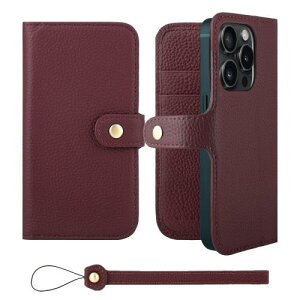 HANATORA iPhone15Pro �P�[�X �蒠�^ �{�v �X�}�z�P�[�X �X�}�z �X�^���h �X�g���b�v �t�� �V�������N�J�[�t���U�[ �M�t�g �x���g���� �}�O�l�b�g�Ȃ� ���C�� H0XB-15Pro-Wine