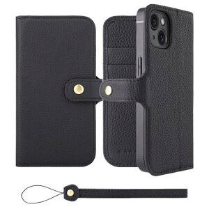 HANATORA iPhone15 �P�[�X �蒠�^ �{�v �X�}�z�P�[�X �X�}�z �X�^���h �X�g���b�v �t�� �V�������N�J�[�t���U�[ �M�t�g �x���g���� �}�O�l�b�g�Ȃ� �u���b�N H0XB-15-Black
