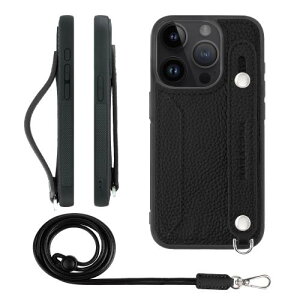 HANATORA iPhone15Pro �P�[�X �{�v �ϏՌ� �w�ʃx���g �X�g���b�v�����O �X�}�z�P�[�X �X�}�z �X�^���h�@�\ �l�b�N�X�g���b�v �t�� �J�[�h�|�P�b�g �V�������N���U�[ �M�t�g �u���b�N CGHGZ-15Pro-Black