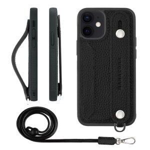 HANATORA iPhone12mini �P�[�X �{�v �ϏՌ� �w�ʃx���g �X�g���b�v�����O �X�}�z�P�[�X �X�}�z �X�^���h�@�\ �l�b�N�X�g���b�v �t�� �J�[�h�|�P�b�g �V�������N���U�[ �M�t�g �u���b�N CGHGZ-12mini-Bla
