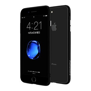 HANATORA iPhone 8 Plus/7 Plus 専用ケース Mixture ハイブリッド 硬質PCクリア背面×熱可塑性PUソフトバンパー ガラスフィルム+TPUソフトブラックストラップ付属 T10-iP8P-BK