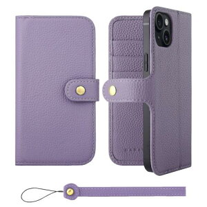 HANATORA iPhone15Plus �P�[�X �蒠�^ �{�v �X�}�z�P�[�X �X�}�z �X�^���h �X�g���b�v �t�� �V�������N�J�[�t���U�[ �M�t�g �x���g���� �}�O�l�b�g�Ȃ� �p�[�v�� H0XB-15Plus-Purple