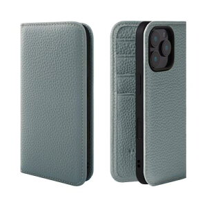HANATORA iPhone16Pro ケース 手帳型 本革 スマホケース スマホ スタンド コードホルダー 付き シュリンクカーフレザー ギフト マグネットなし アイシーブルー PH-16Pro-IcyBlue