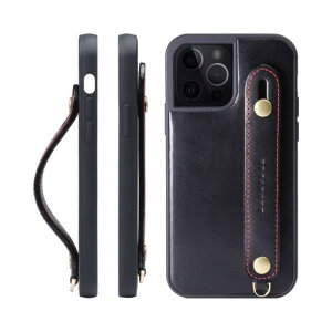 HANATORA iPhone15Pro �P�[�X �{�v �ϏՌ� �w�ʃx���g �X�g���b�v�����O �X�}�z�P�[�X �X�}�z �X�^���h�@�\ �l�b�N�X�g���b�v �t�� �C�^���A�����U�[ �M�t�g �}�O�l�b�g�Ȃ� �u���b�N TGH-15Pro-Black