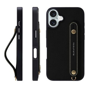 HANATORA iPhone16Plus �P�[�X �{�v �ϏՌ� �w�ʃx���g �X�}�z�P�[�X �X�}�z �X�^���h�@�\ �l�b�N �X�g���b�v �t�� �G���{�X���U�[ �M�t�g �}�O�l�b�g�Ȃ� �u���b�N NGH-16Plus-Black