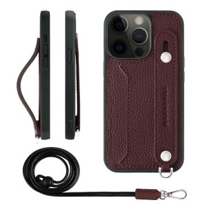 HANATORA iPhone13Pro �P�[�X �{�v �ϏՌ� �w�ʃx���g �X�g���b�v�����O �X�}�z�P�[�X �X�}�z �X�^���h�@�\ �l�b�N�X�g���b�v �t�� �J�[�h�|�P�b�g �V�������N���U�[ �M�t�g ���C�� CGHGZ-13Pro-Wine