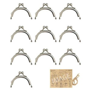 KIYOHARA 差し込み がま口 口金 丸型 片カン 10個入 幅6cm N ニッケル 紙ひも・かんたんレシピ付き B05-03S10