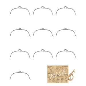 KIYOHARA 差し込み がま口 口金 丸型 両カン 10個入 幅18cm N ニッケル 紙ひも・かんたんレシピ付き B05-27S10