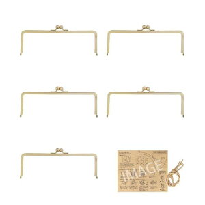 KIYOHARA 差し込み がま口 口金 角型 カン無し 5個入 幅24cm G ゴールド 紙ひも・かんたんレシピ付き B05-73S5