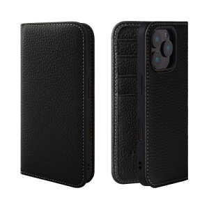 HANATORA iPhone16Pro ケース 手帳型 本革 スマホケース スマホ スタンド コードホルダー 付き シュリンクカーフレザー ギフト マグネットなし ブラック PH-16Pro-Black ギフト 誕生日ギフト 女性 彼女