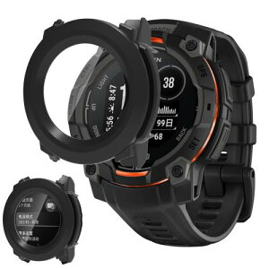 For GARMIN(K[~)Instinct 3 Dual Power/AMOLED 45mm pP[XHVUYAĽ^ KX یJo[ Sʕی KX 9HیtB+PCJo[ ȒP ϏՌ ߗ wh~ (ubN)