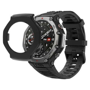 For Amazfit T-Rex 3 48mm pP[XHVUYAĽ^ KX یJo[ Sʕی KX 9HیtB+PCJo[ ȒP ϏՌ ߗ wh~ (ubN)