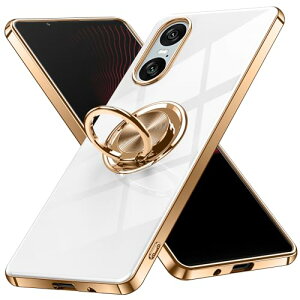 Xperia 10 VI SO-52E �P�[�X �����O�t�� Sony �G�N�X�y���A10vi / SOG14 / A402SO / XQ-ES44 �p �J�o�[ Uovon �X�}�z�P�[�X �X�^���h�@�\ ���� �ԍڃz���_�[ �Ή� �g�уJ�o�[ �y�� �X�g���b�v���t�� �������E