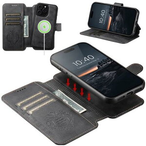 JCGOOD iPhone 15 Plus �P�[�X�蒠�^ ������ 2 in 1 ���O���\ MagSafe�Ή� ��phone 14 Plus �P�[�X�蒠�J�[�h���[ �}�O�Z�[�t ���C�����X�[�d�Ή��A�C�t�H��14/15 Plus �P�[�X �X�^���h�@�\���z��̌^2way