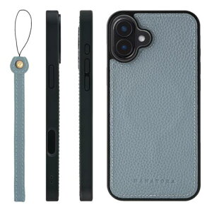 HANATORA iPhone16Plus �P�[�X ���͋��� MagSafe �Ή� �{�v �ϏՌ� �o���p�[�^ �X�}�z�P�[�X �X�}�z �X�g���b�v �t�� �V�������N���U�[ �M�t�g �}�O�Z�[�t�Ή� �u���[�O���[ UMSGZ-16Plus-BlueGray