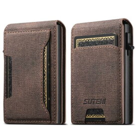 [JCGOOD] メンズ 財布 二つ折り 大容量 カードケース 薄型 レザー カード入れ レディース マネークリップ カードホルダー ミニマリスト ウォレット 写真 カード収納 保護ケース (ブラウン(デニム))