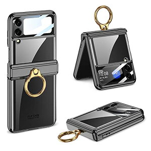 Galaxy Z Flip4 �N���A �P�[�X �q���W�ی� Samsung �M�����N�V�[Z �t���b�v 4 5G / docomo SC-54C / au SCG17 �p �J�o�[ �����O�t�� �X�^���h�@�\ Uovon �X�}�z�P�[�X �w�ʂɕی�t�B�����t�� �X�g���b�v���t��