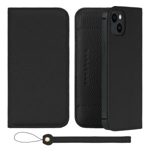HANATORA iPhone15Plus �P�[�X �蒠�^ �{�v �X�}�z�P�[�X �X�}�z �X�^���h �X�g���b�v �t�� �V�������N�J�[�t���U�[ �M�t�g �x���g�Ȃ� �}�O�l�b�g�Ȃ� �u���b�N H1SPA-15Plus-Black �M�t�g �a�����M�t�g