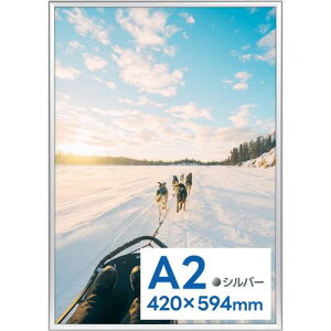 ケンコー(Kenko) ポスター用アルミ額縁 NEW パチットポスターフレーム UVカットプラス A2 シルバー フロントオープン式 日本製 NAPT-A2-SV