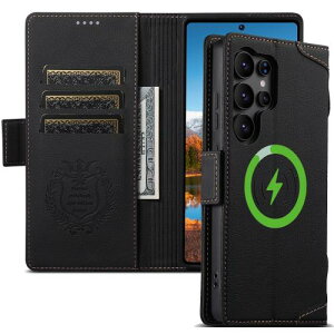 JCGOOD Samsung Galaxy S25 Ultra �P�[�X �J�o�[ �蒠�^ MagSafe�Ή� �{�v���U�[ �J�[�h���[ ���z�^ �}�O�l�b�g�� �X�^���h�@�\ ���^ �y�� �ϏՌ� �h�o �S�ʕی� �X�}�z�P�[�X �u���b�N 6.9�C���`�Ή�
